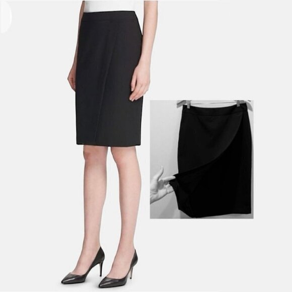 Liz Claiborne Black Pencil Wrap Skirt size 10 - Picture 1 of 11